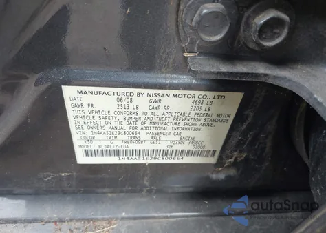 2009 Nissan Maxima 3.5 Sv from USA, damaged, VIN 1N4AA51E29C800664